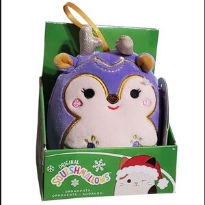 Squishmallows Jaida the Christmas ReindeerPurple and Cream Squishmallow Ornament